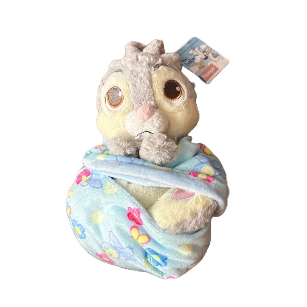 Disney Parks Babies Thumper Bambi Baby Plush Blanket Pouch Blanket 10" NEW
